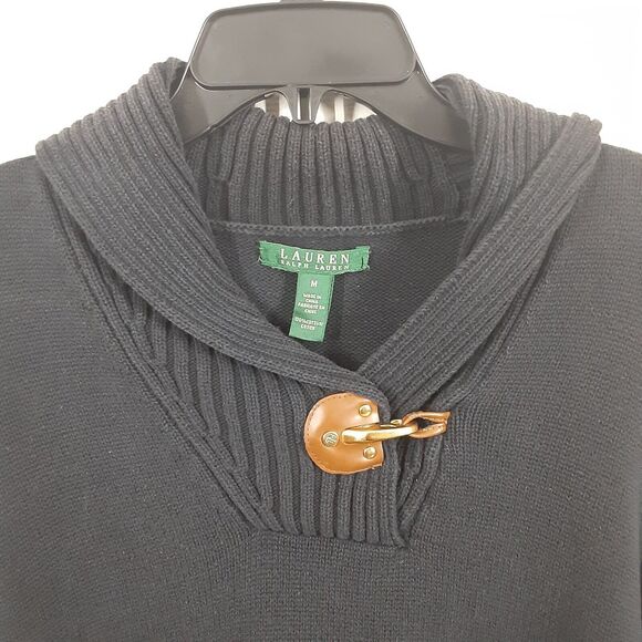 Lauren Ralph Lauren Womens M Black Pullover Sweater Buckle - Picture 4 of 7